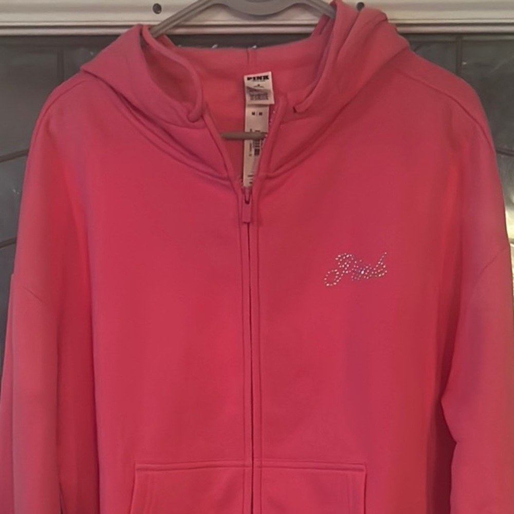 PINK Victoria's Secret Bright Pink Zip-Up Hoodie